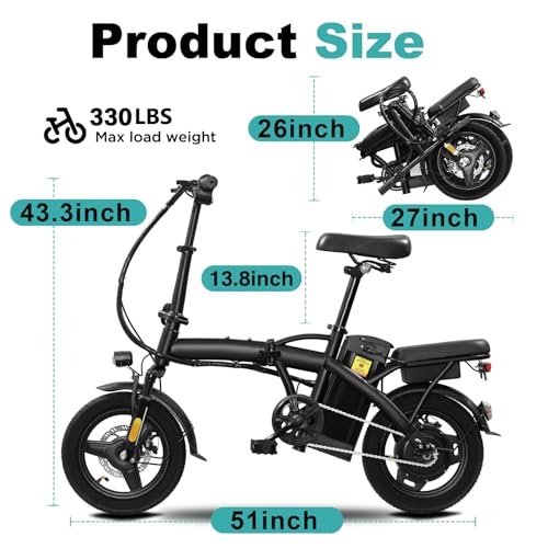 Foldable Electric Bike for Adults, 560W Motor, 48V Battery, 24MPH J5055