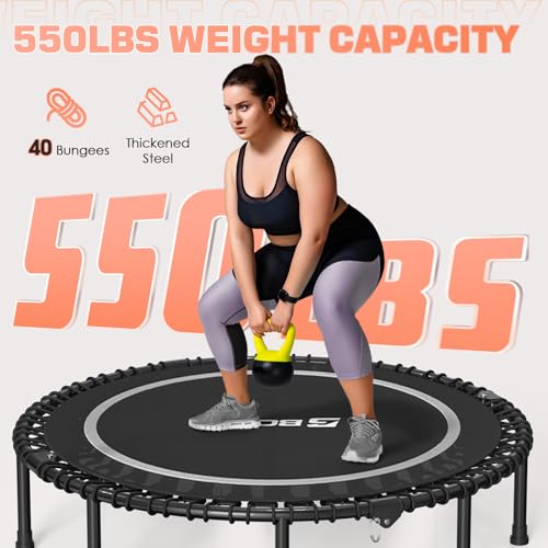 Foldable Mini Trampoline with Adjustable Foam Handle for Indoor Workout M8038