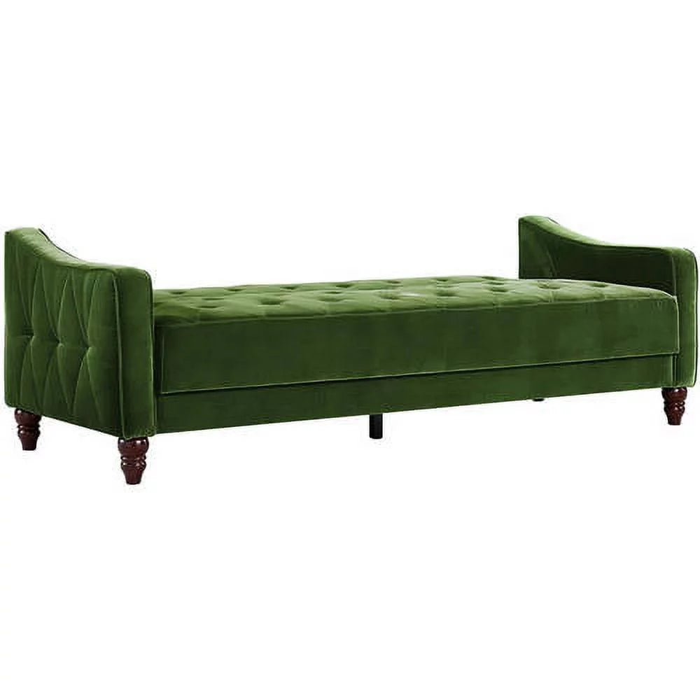 Vintage Tufted Sofa Sleeper, Green Velvet V44404