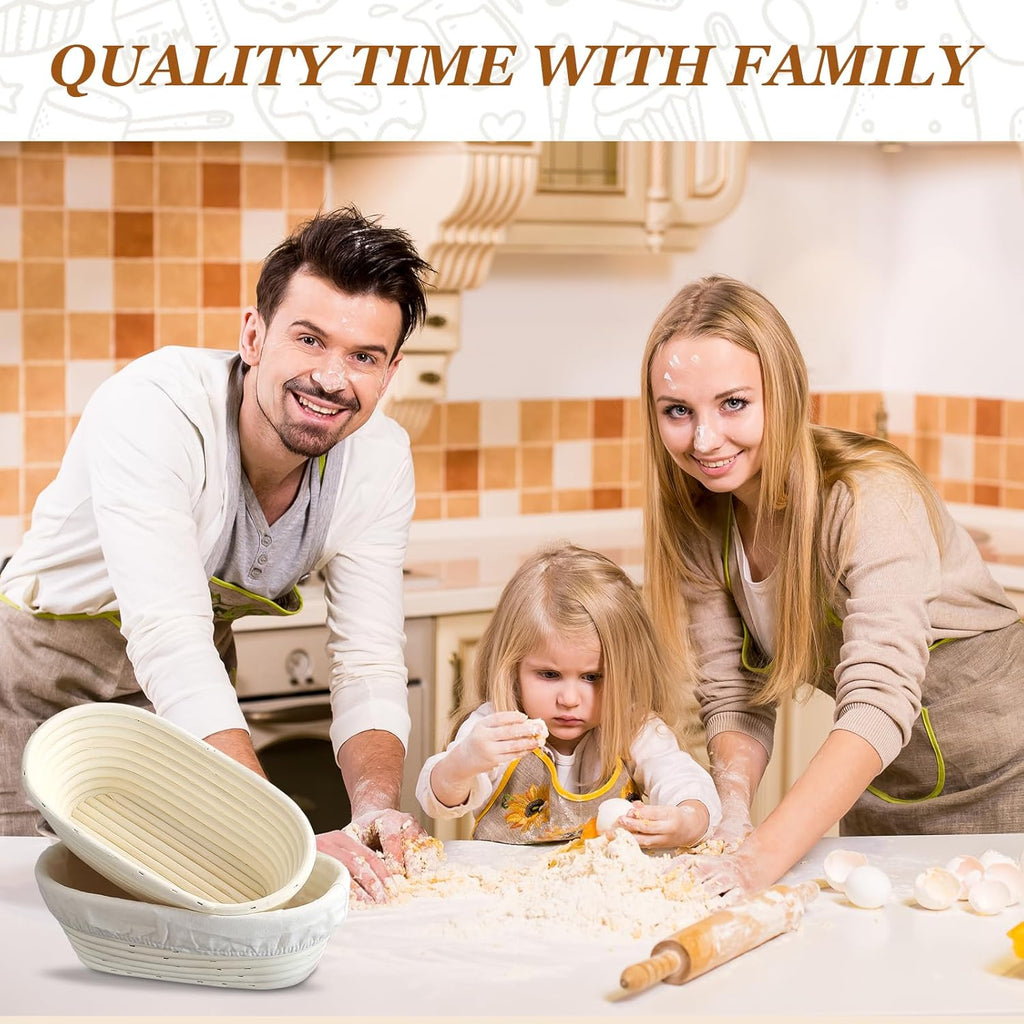 Bread Proofing Baskets Set of 2, 10 Inch Oval Cane Sourdough Rising Basket H586960