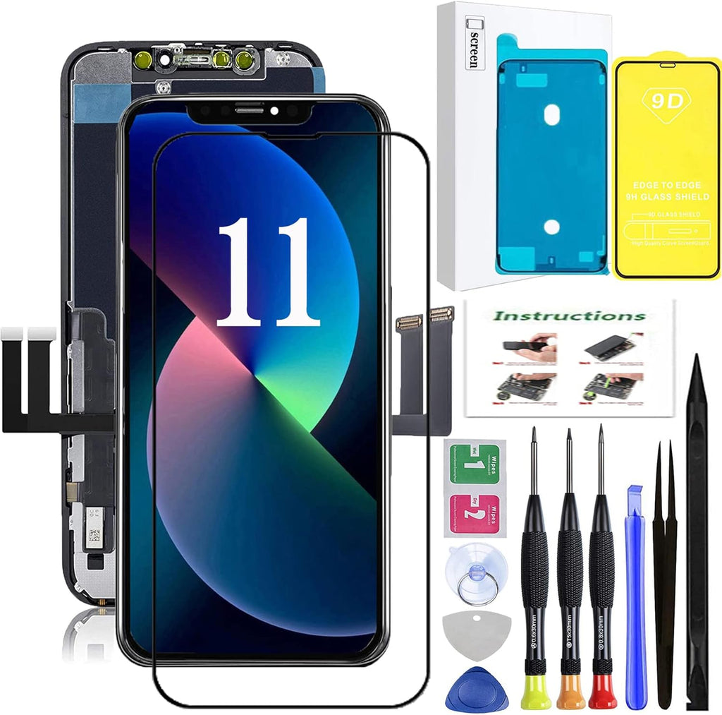 for iPhone 11 Screen Replacement,LCD Display 3D Touch Digitizer Assembly,Compatible with iPhone 11 Screen Replacement 6.1 inch (Model A2111, A2223, A2221) with Repair Tools and Screen Protector
