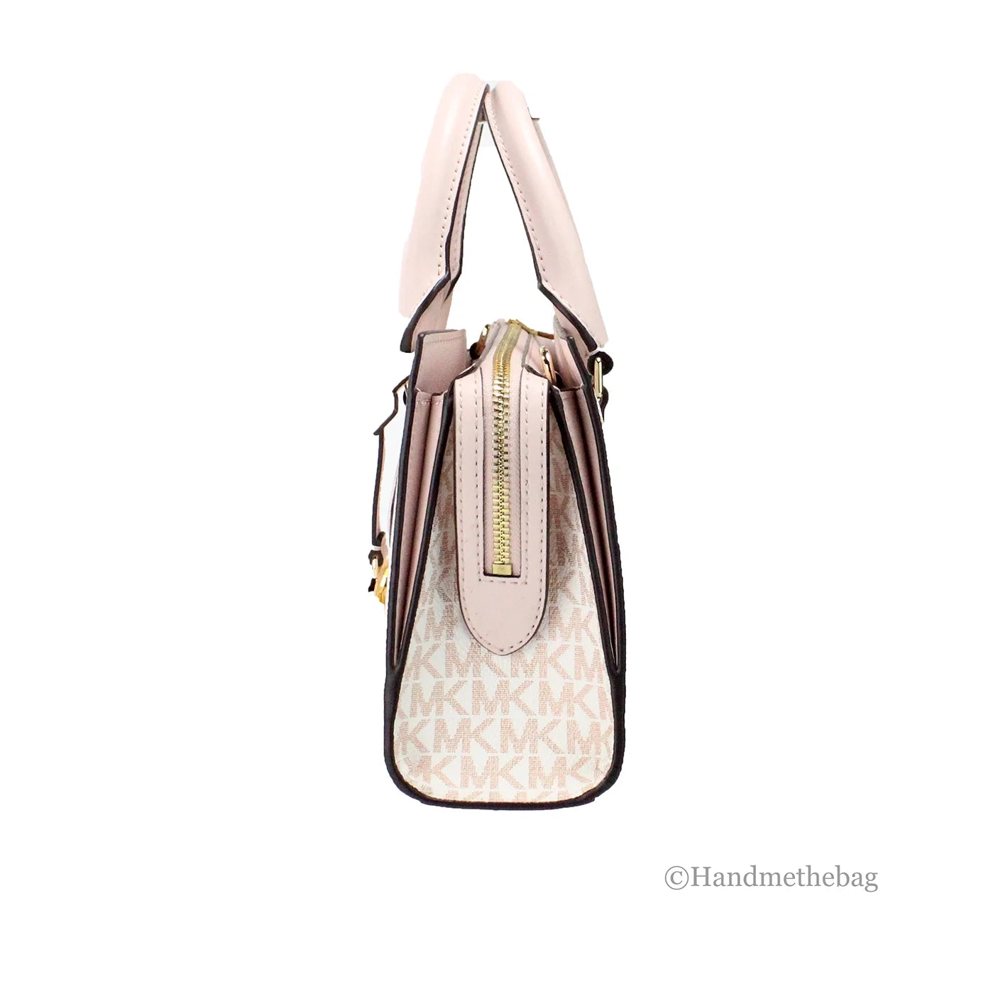 Small White Rose Gold PVC Center Zip Satchel Purse Bag I498184