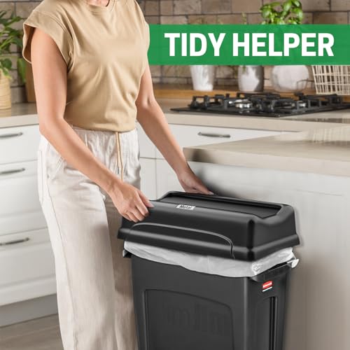 Swing Lid Trash Can for 16/23 Gallon Slim Jim, Heavy Duty Plastic, Pack of 2 K133539