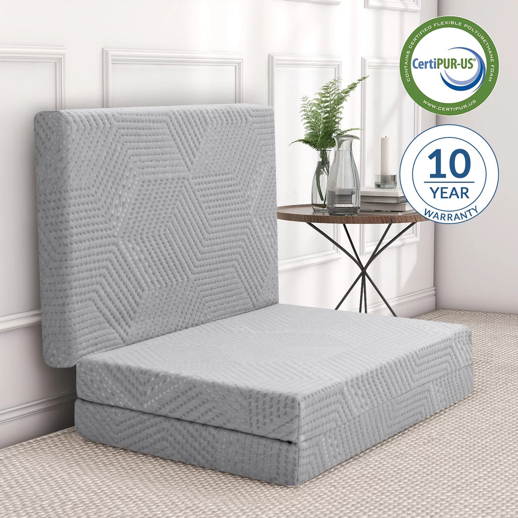 Tri Fold Mattress with Washable Cover for Floor, RV, Camping V8767