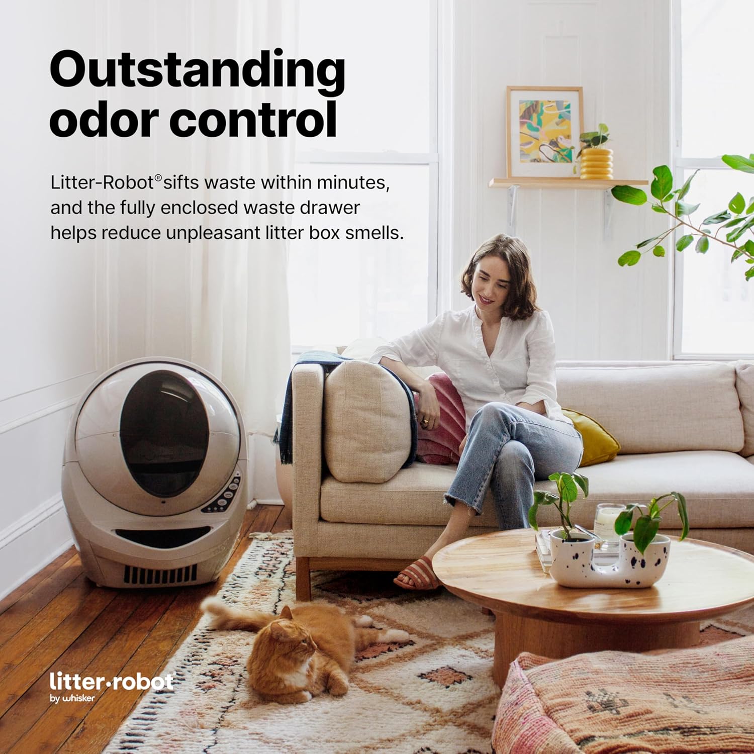 Automatic Self-Cleaning Cat Litter Box, Beige Q9482