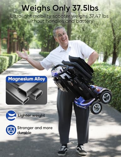 Ultra Lightweight Folding Mobility Scooter for Adults, 4 Wheel, Travel, Blue X114884