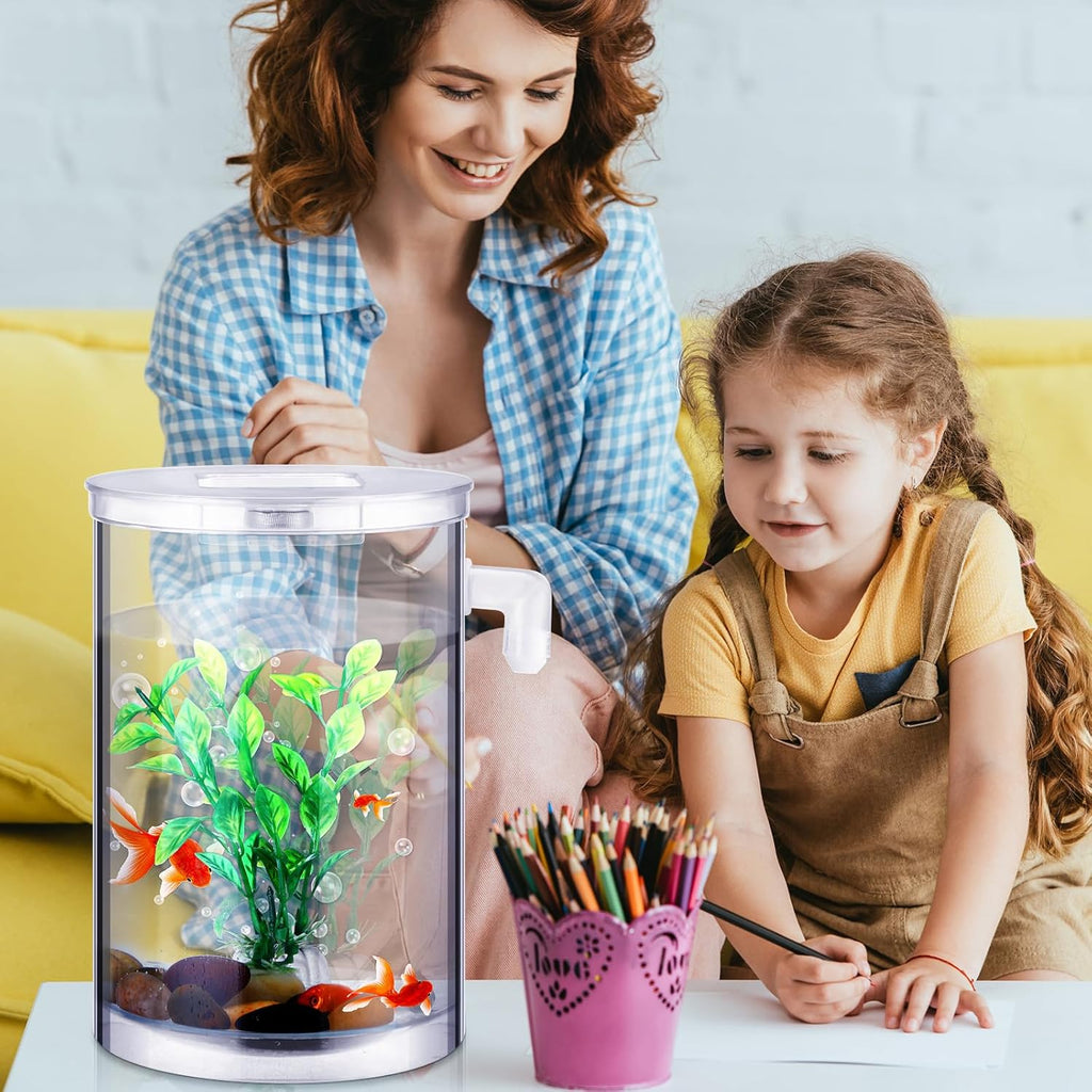 2 Pack Betta Fish Tank 360 Aquarium 1 Gallon Self Cleaning Fish Bowl Starter Kit I1805