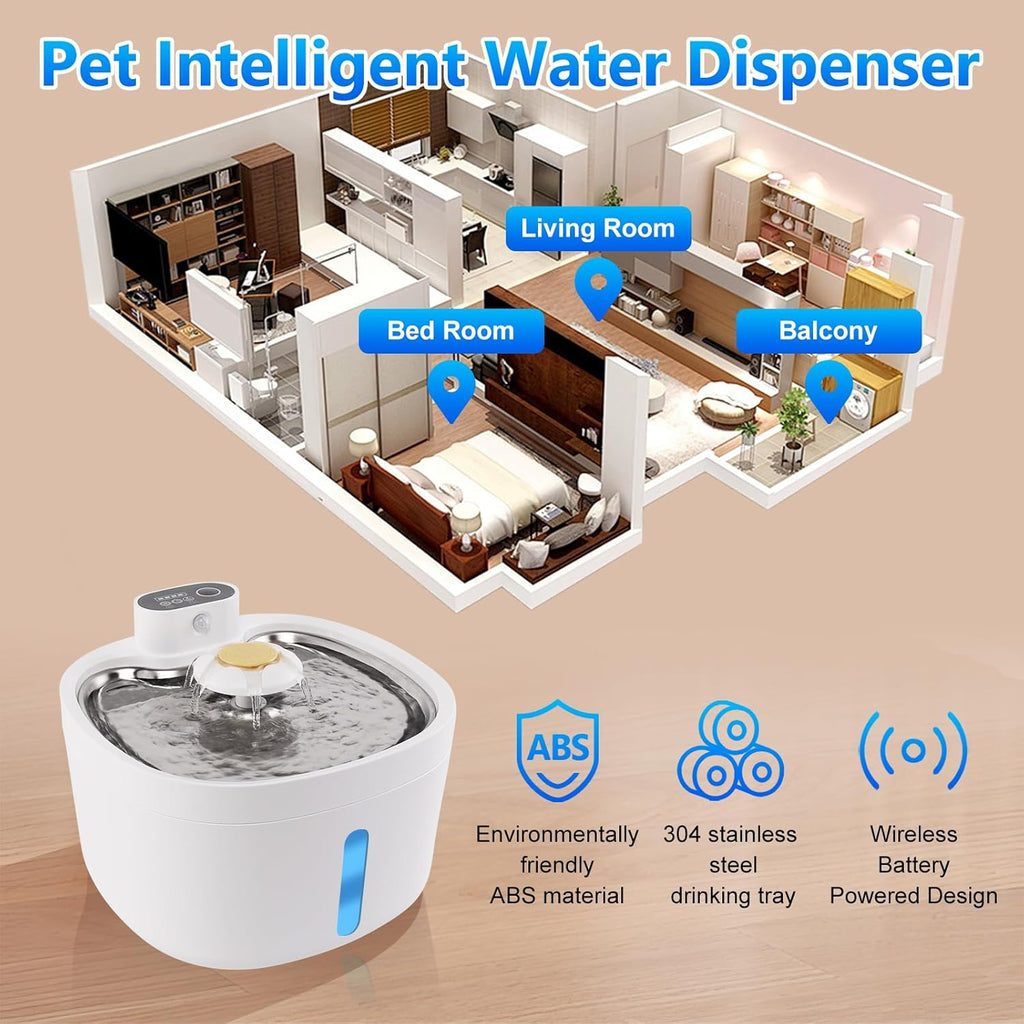 Automatic Dog Water Dispenser with Stainless Steel Tray, 2.6L Z656188