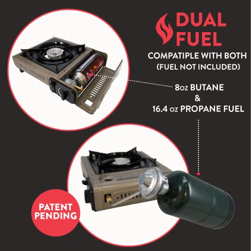 Propane or Butane Dual Fuel Portable Camping Stove with Carrying Case G16594