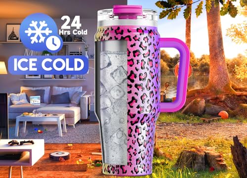 32 oz Insulated Tumbler with Handle, Lid and Straw, Stainless Steel Travel Mug U400