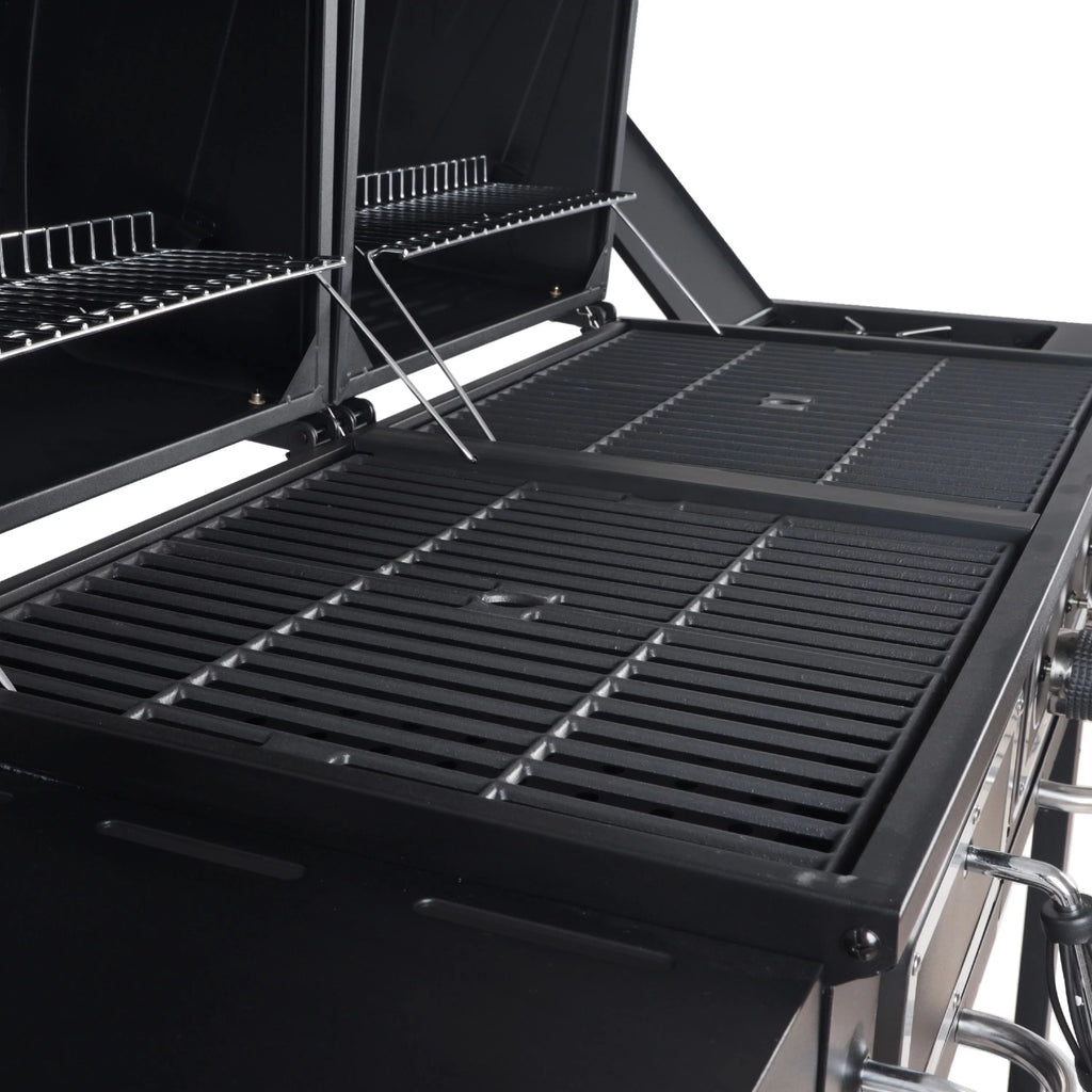 Dual Fuel Gas & Charcoal Combo Grill, Black with Stainless G725379