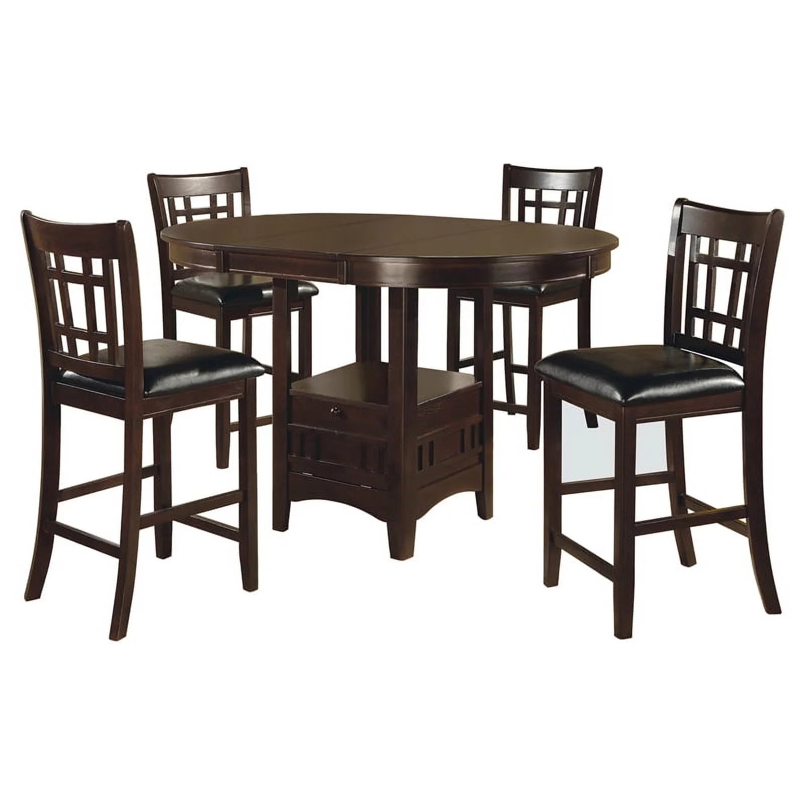 5-Piece Counter Height Dining Room Set Espresso and Black S1128