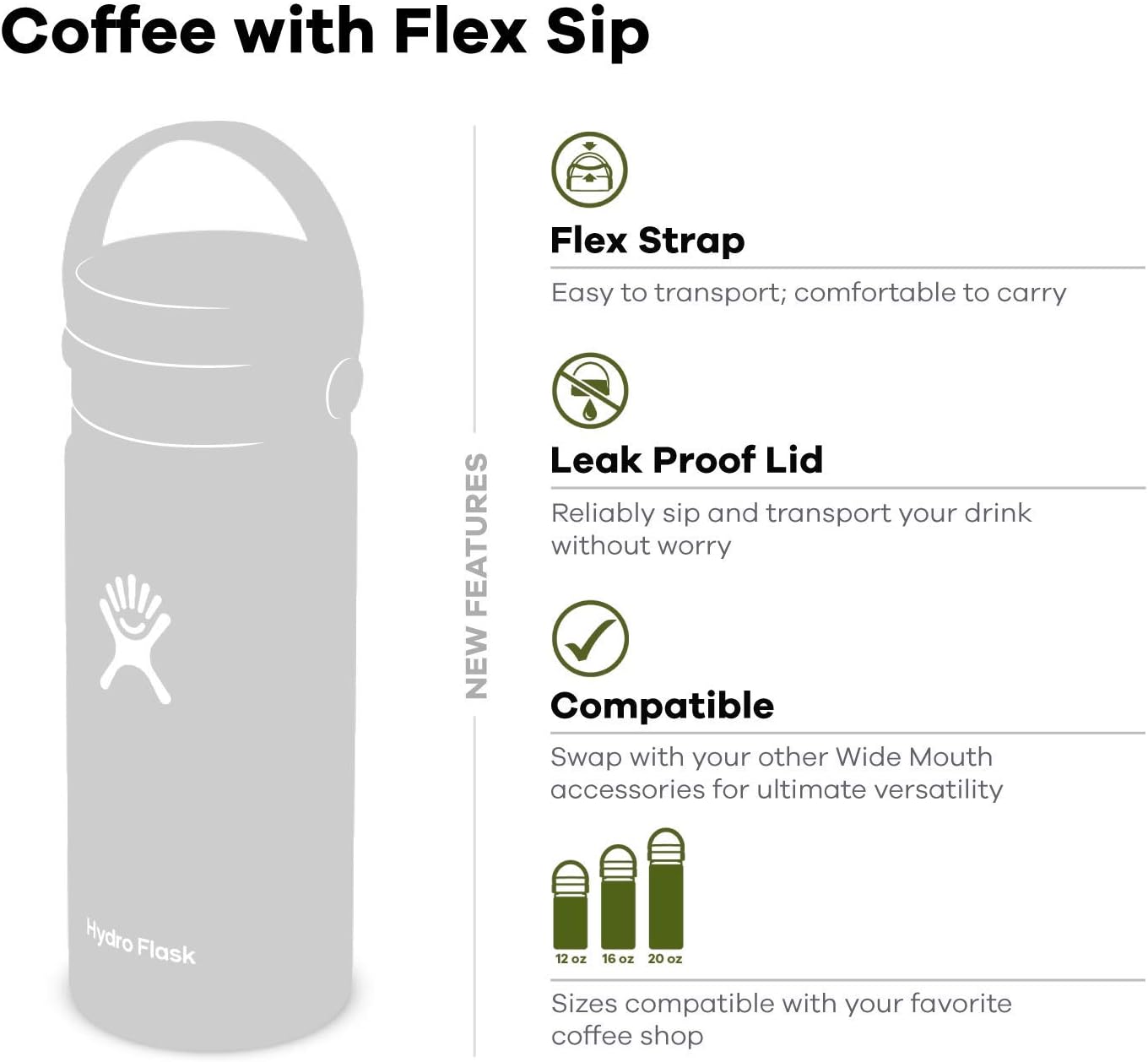 16 oz Wide Mouth Bottle with Flex Sip Lid Z299