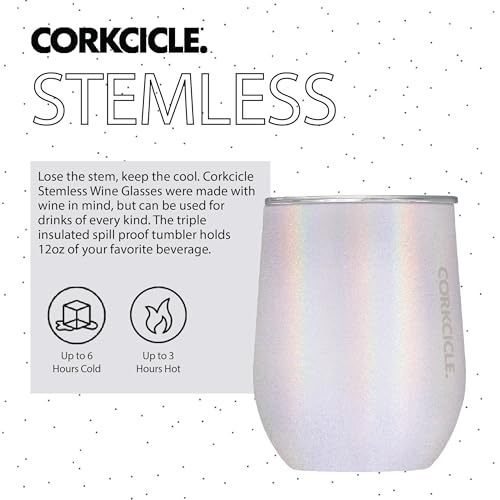Insulated Stemless Wine Glass Tumbler, 12 oz, Stainless Steel, Powder Blue T624