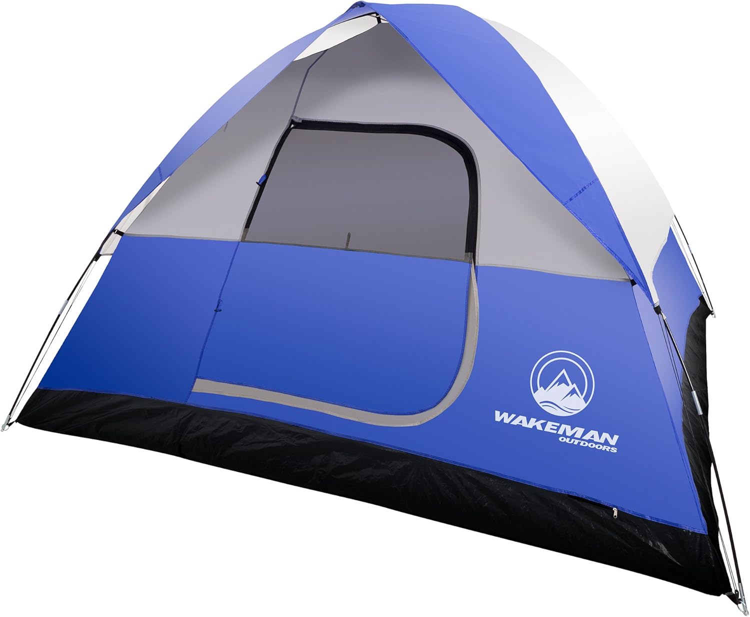 6 Person Camping Tent - Water-Resistant Family Tent for Camping with Removable Rain Fly, Storage Pocket, and Carrying Bag by Wakeman Outdoors (Blue)