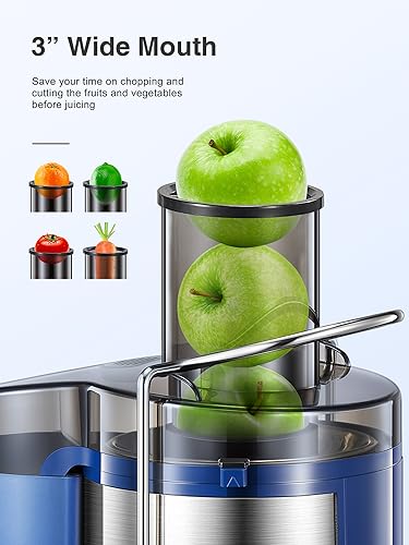 Juicer Machine, 800W Centrifugal Extractor with Wide Mouth Feed Chute, Stainless Steel, BPA-free V753