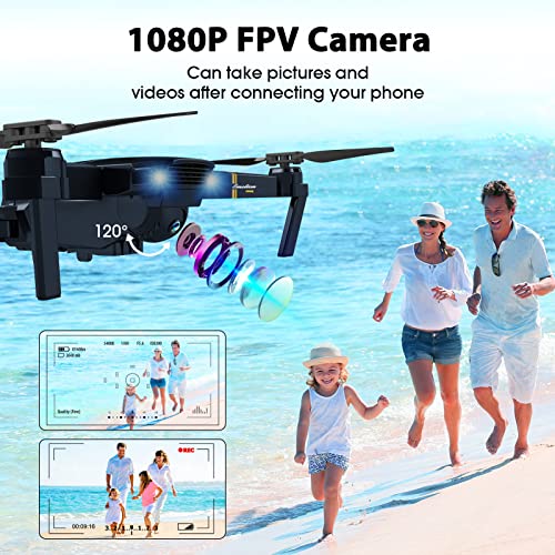 Foldable Camera Drone for Adults Kids, 1080P FPV, 2 Batteries J186818