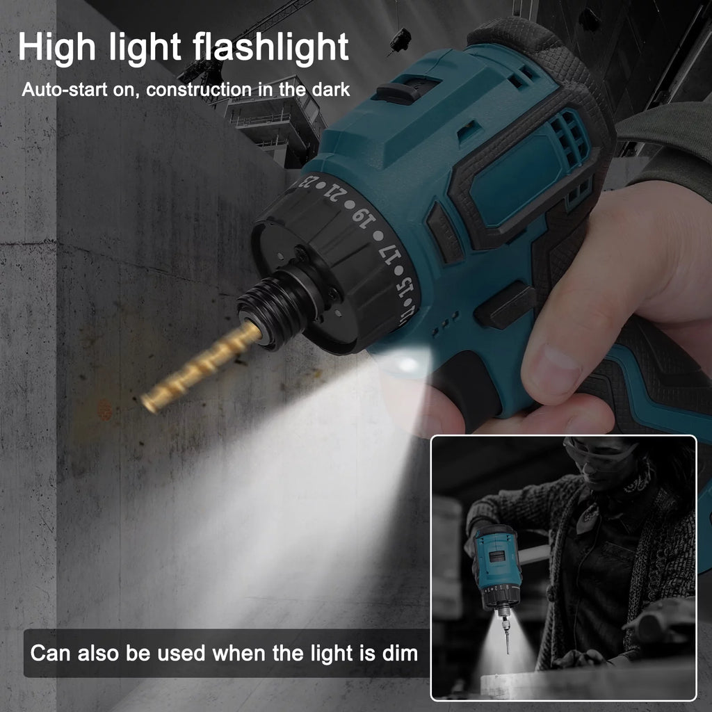 18V Electric Screwdriver, Torque Adjustable 2 Speed, Brushless Motor Repair Tool Kit E109