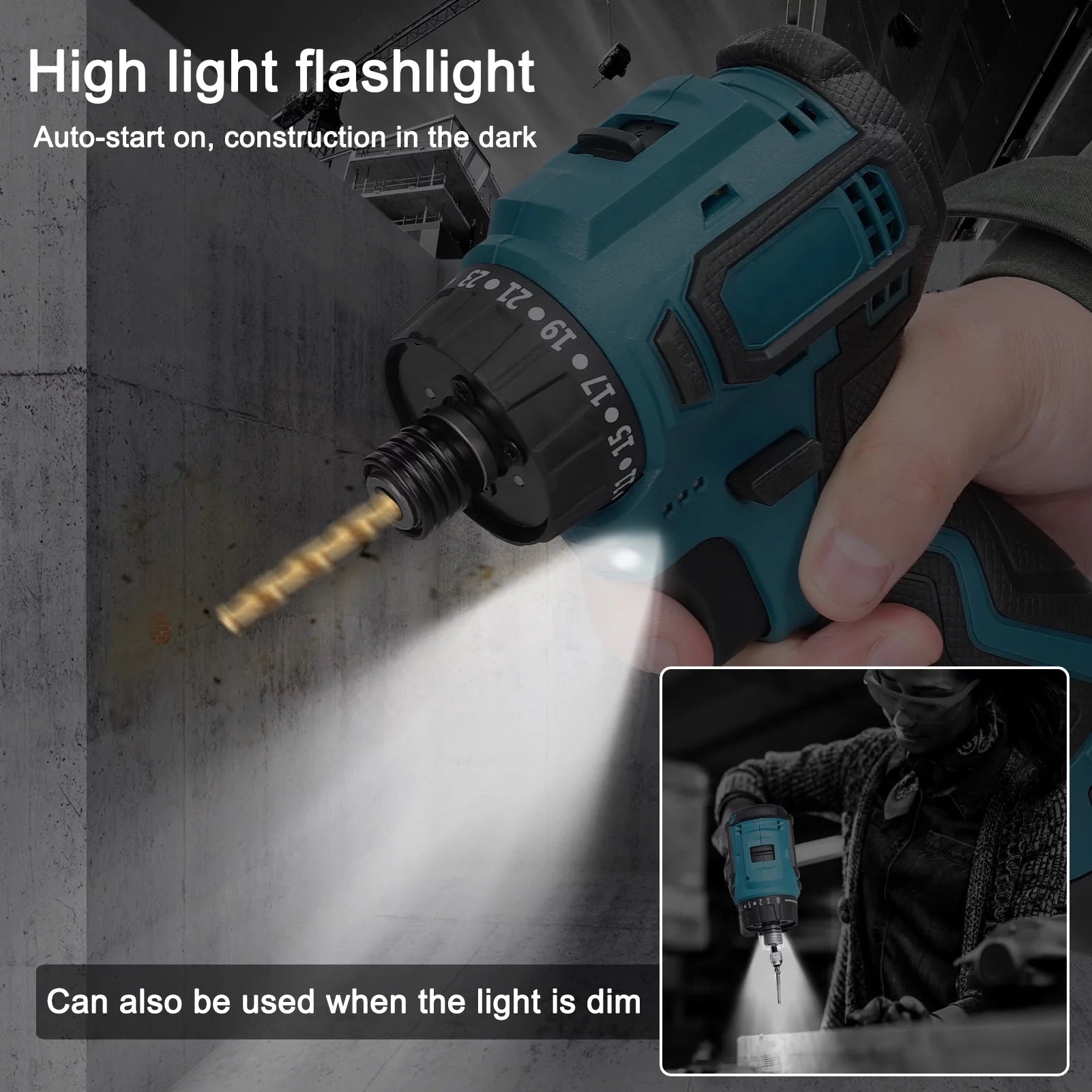 18V Electric Screwdriver, Torque Adjustable 2 Speed, Brushless Motor Repair Tool Kit E109