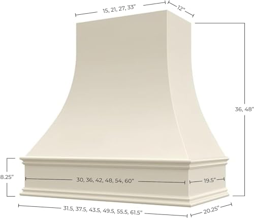 Curved Front Black Range Hood Cover with Decorative Molding P6610