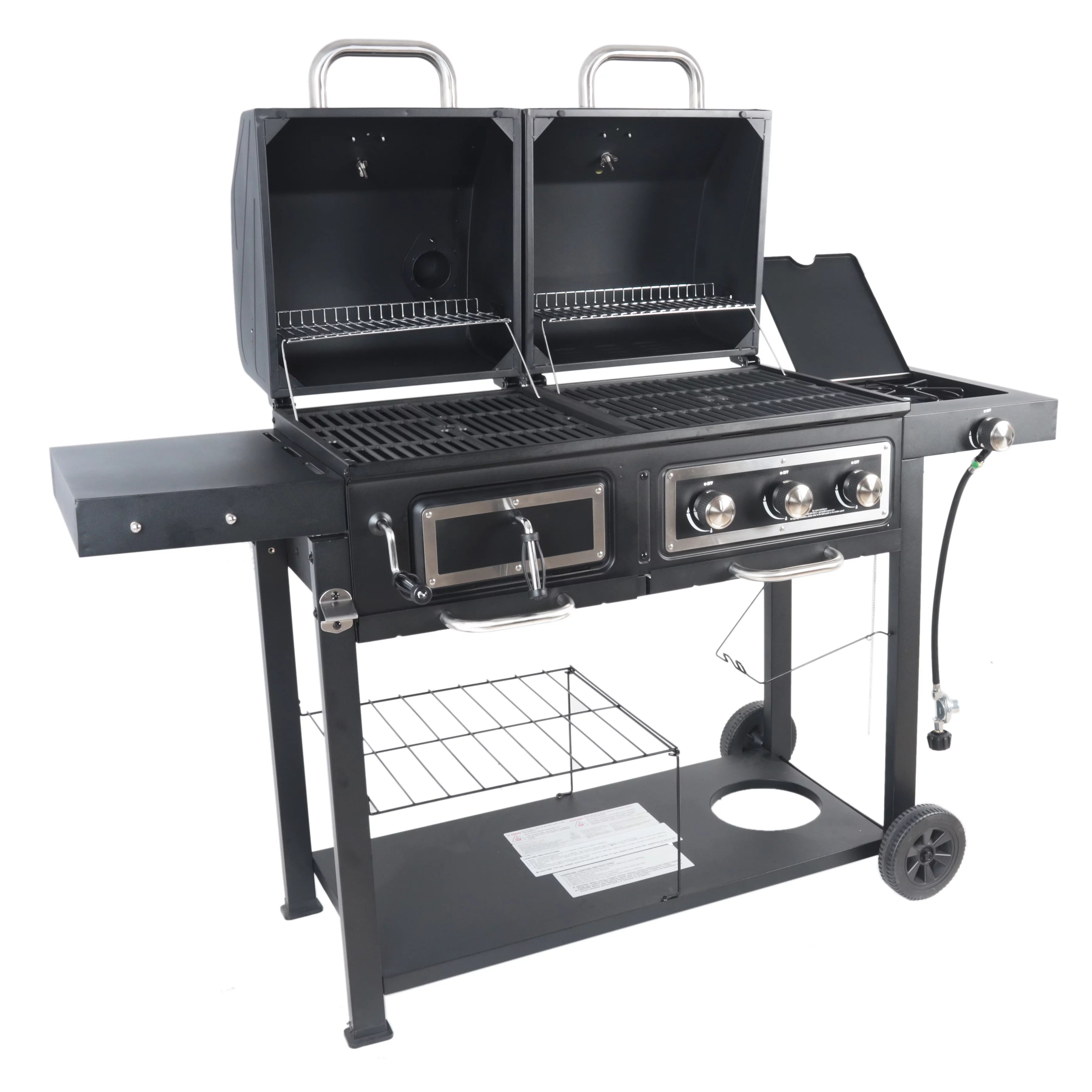 Dual Fuel Gas & Charcoal Combo Grill, Black with Stainless G725379