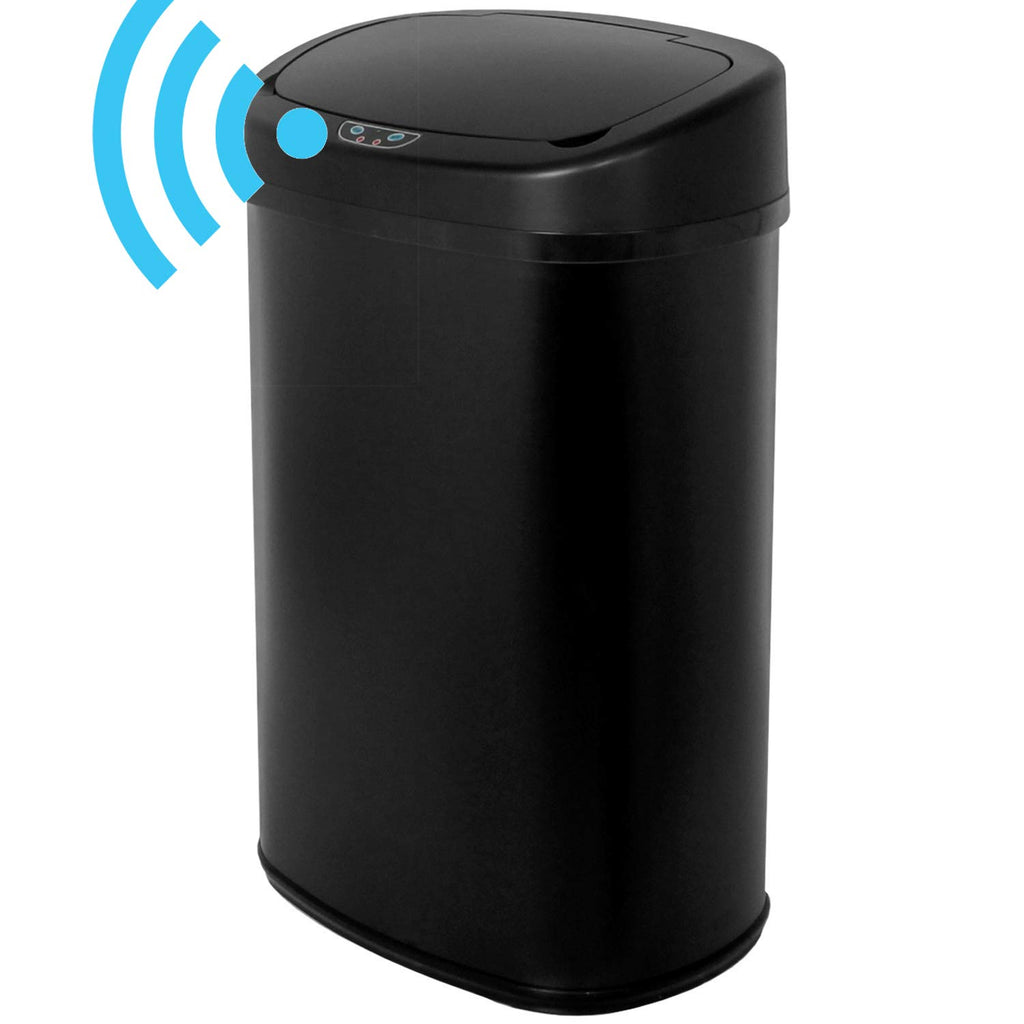 13 Gallon Black Stainless Steel Touch-Free Sensor Trash Can with Lid S902099