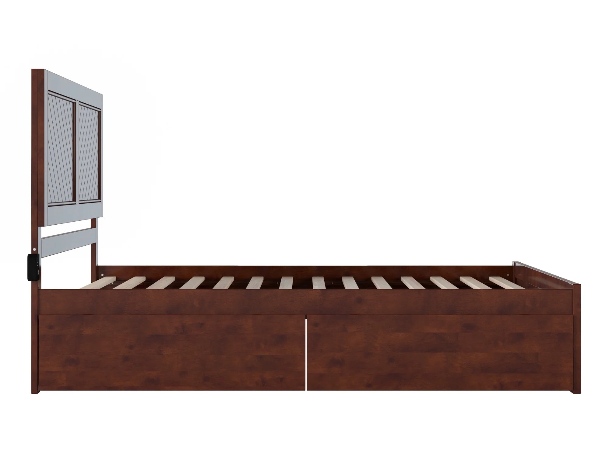 Walnut Solid Wood Platform Bed with Storage Drawers, Queen R138