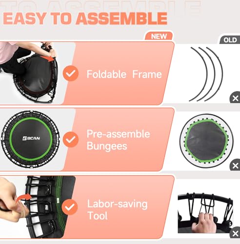 Foldable Mini Trampoline with Adjustable Foam Handle for Indoor Workout M8038