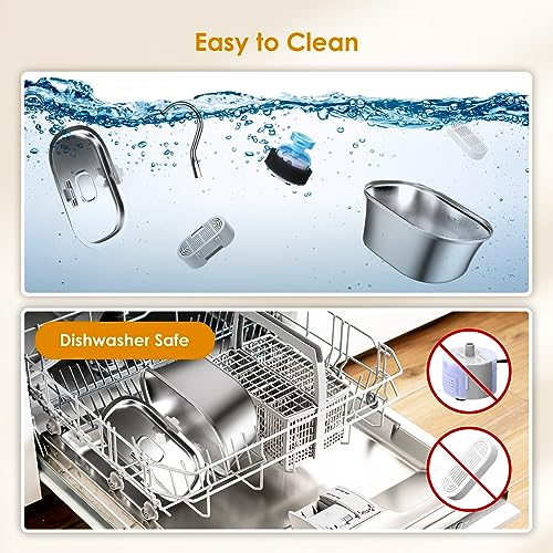Stainless Steel Cat Water Fountain with Water Level Window E1507