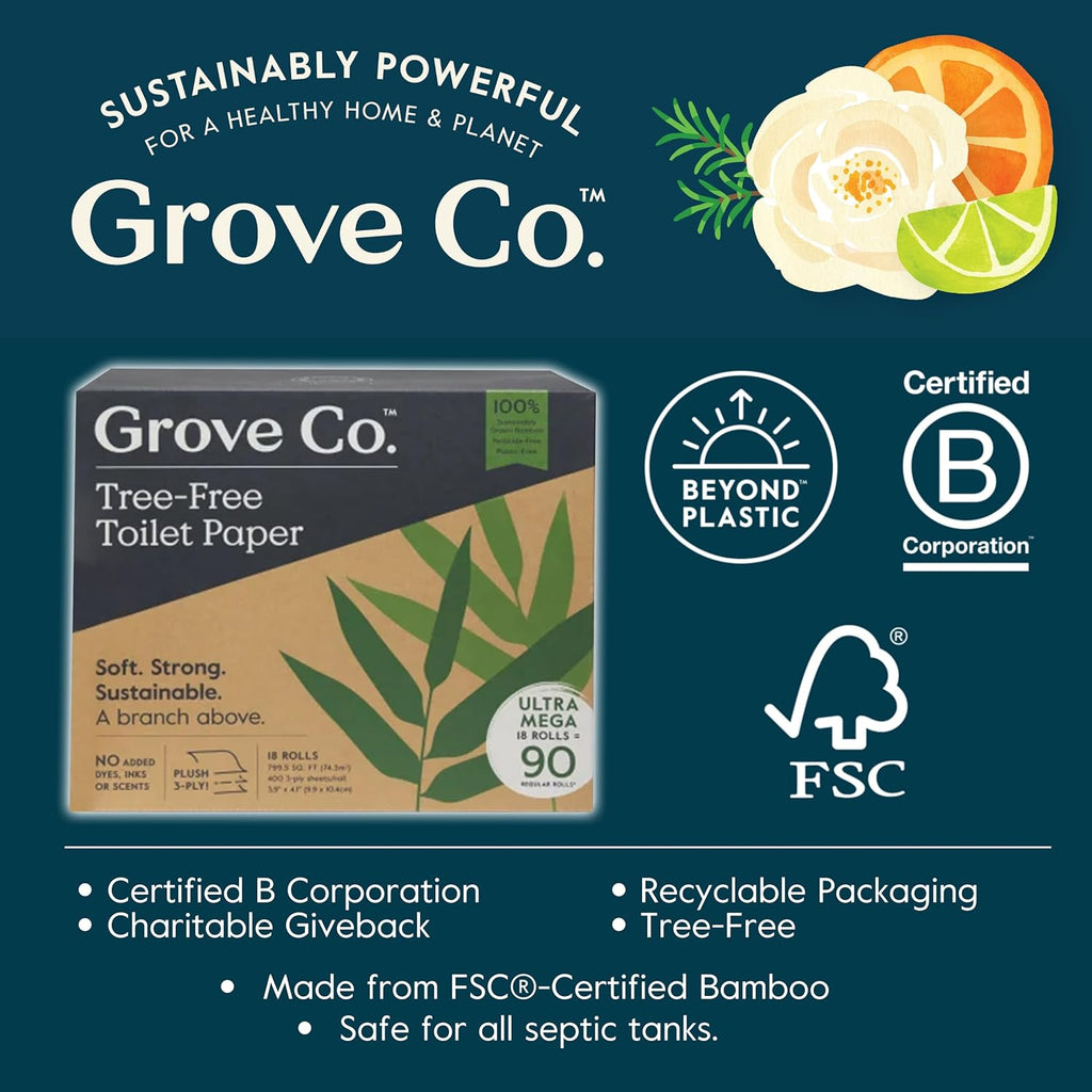 Bamboo Toilet Paper 3 Ply, Septic Safe, Ultra Soft, 18 Rolls L411838