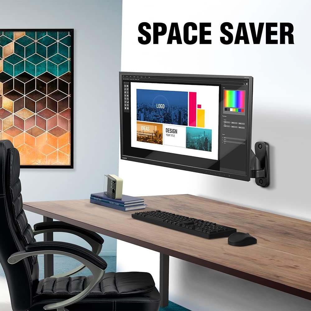 Full Motion Swivel Monitor Wall Mount Stand for 17 to 35 Inch Displays, Black D4277