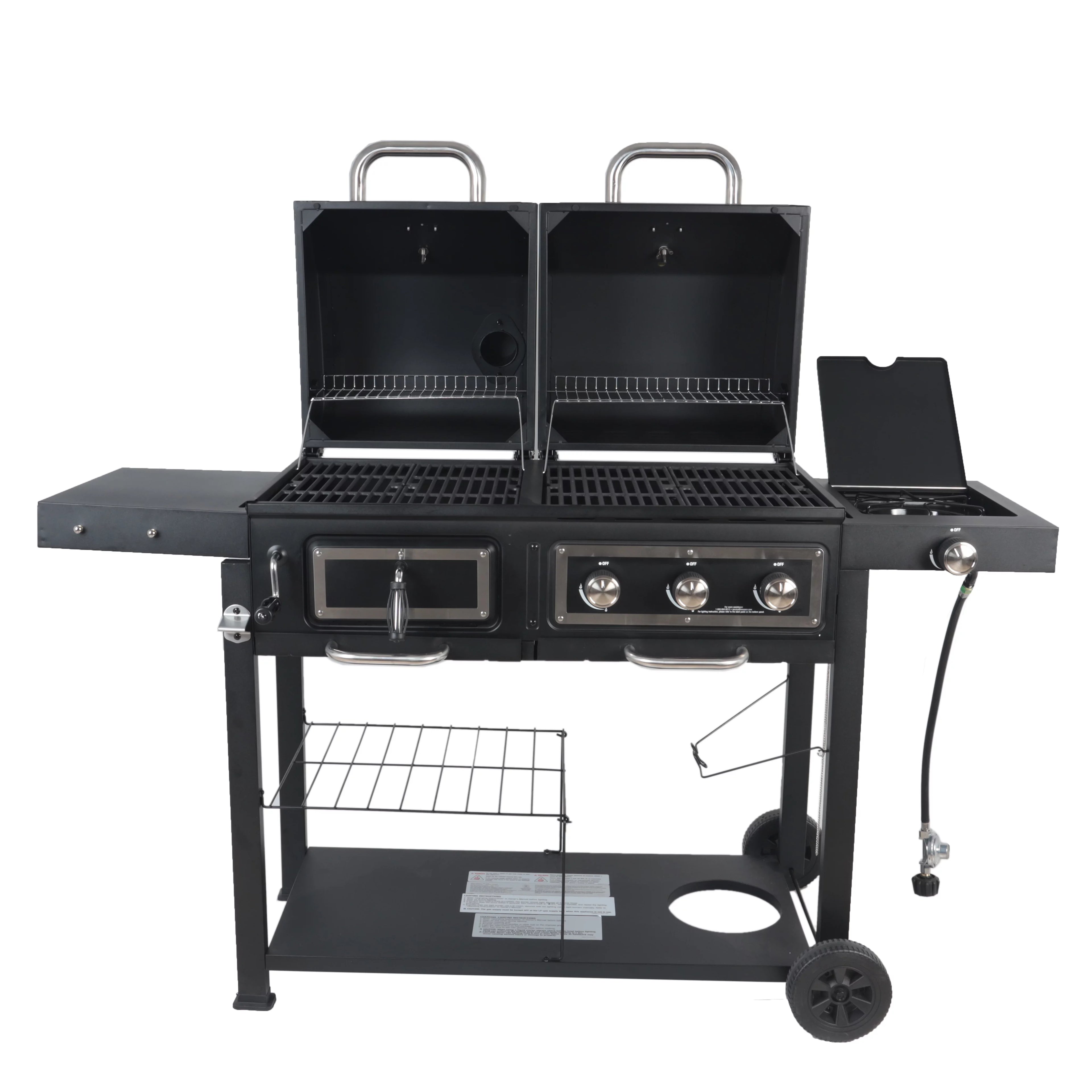 Dual Fuel Gas & Charcoal Combo Grill, Black with Stainless G725379