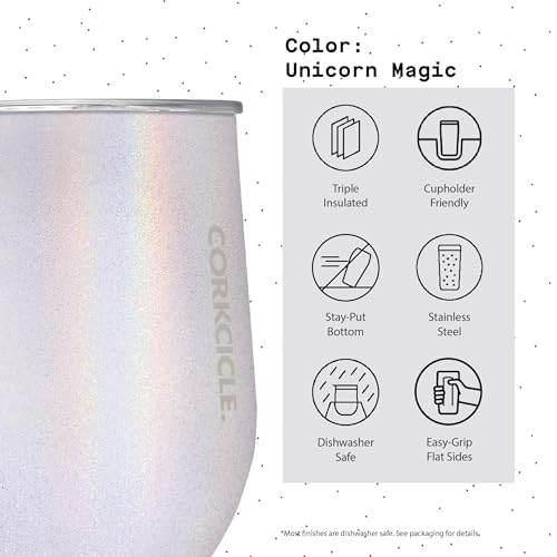 Insulated Stemless Wine Glass Tumbler, 12 oz, Stainless Steel, Powder Blue T624
