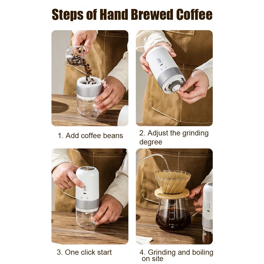 Portable Electric Burr Coffee Grinder, USB Rechargeable, Cordless Z709