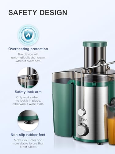 Juicer Machine, 800W Centrifugal Extractor with Wide Mouth Feed Chute, Stainless Steel, BPA-free V753