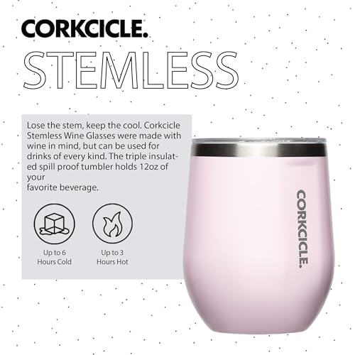 Insulated Stemless Wine Glass Tumbler, 12 oz, Stainless Steel, Powder Blue T624