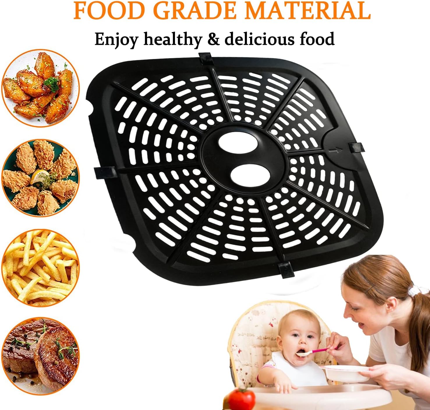 Air Fryer Replacement Crisper Tray, 9.6 Inch Double-Layer Coating Grill Plate W558635