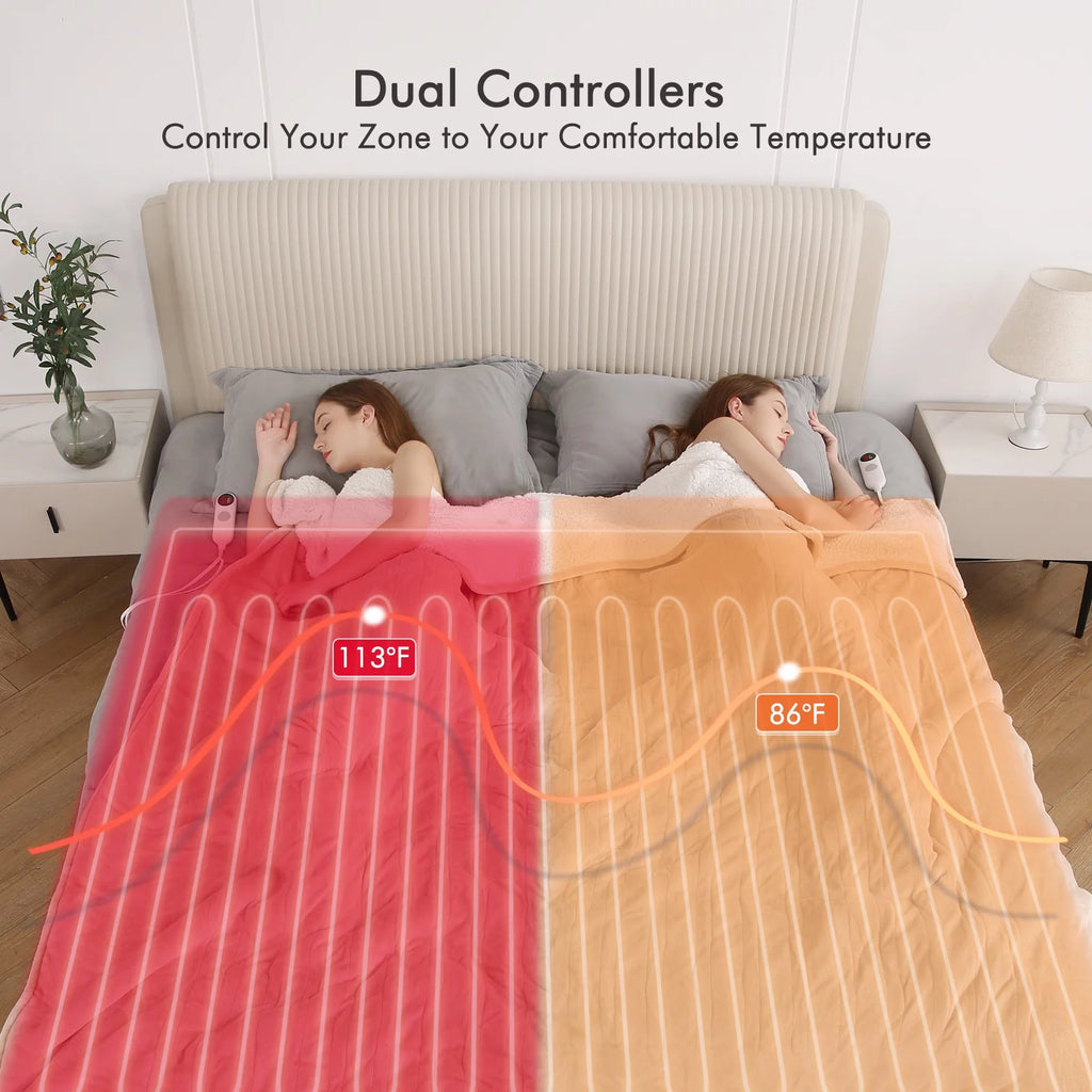 Electric Heated Blanket Queen Size with Dual Controllers G49984