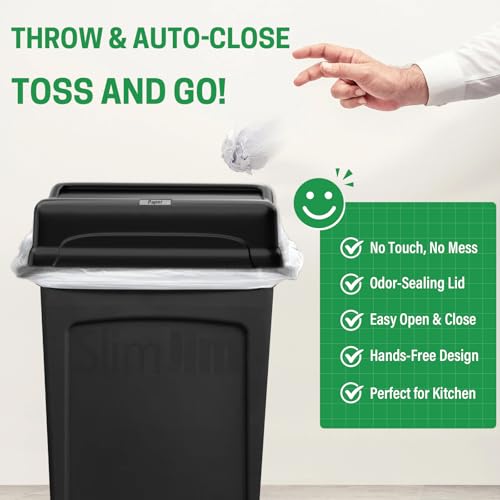 Swing Lid Trash Can for 16/23 Gallon Slim Jim, Heavy Duty Plastic, Pack of 2 K133539