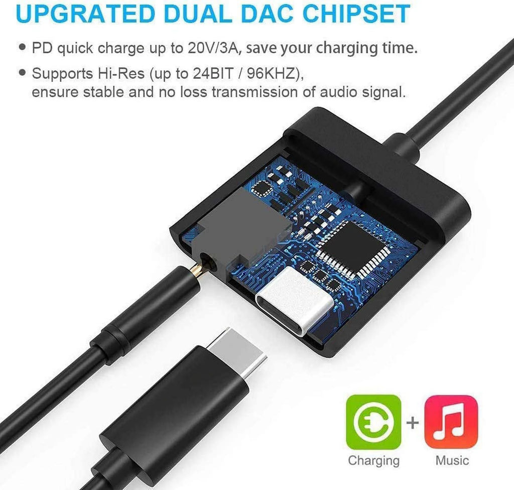 USB C to 3.5mm Headphone Adapter, 2 in 1 Audio and Charging Converter G4586