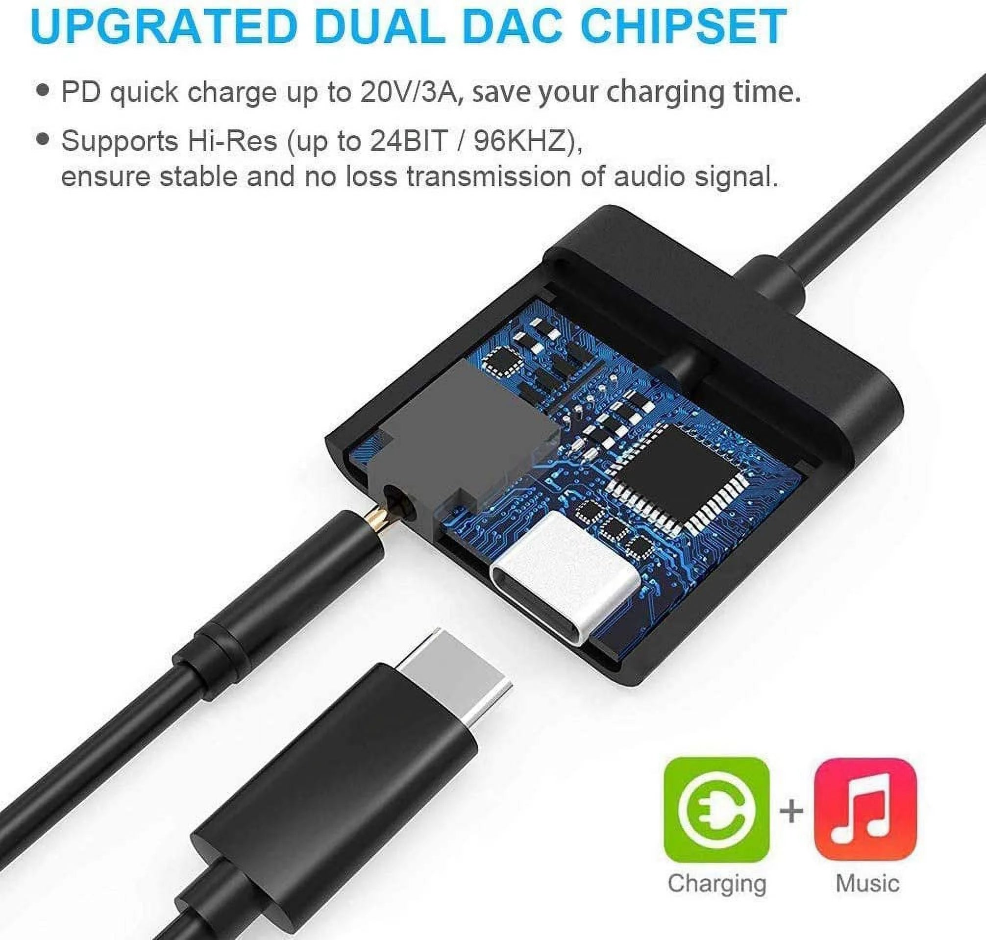 USB C to 3.5mm Headphone Adapter, 2 in 1 Audio and Charging Converter G4586