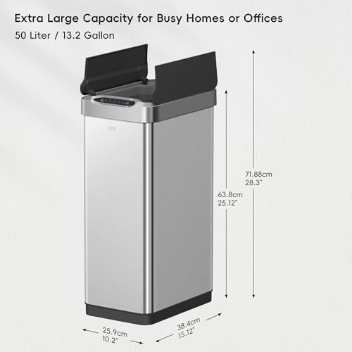 Touchless Motion Sensor Trash Can, 13.2 Gallon, Brushed Stainless Steel K748461