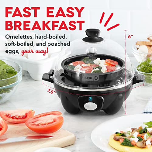 Rapid Egg Cooker for 6 Eggs, Hard Boiled, Poached, Scrambled, or Omelets, Auto Shut Off - Black O7665