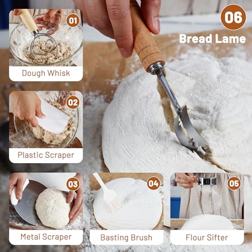 Sourdough Bread Proofing Basket Set with Linen Liner, 9.5 Inch Round and 10.5 Inch Oval X97259