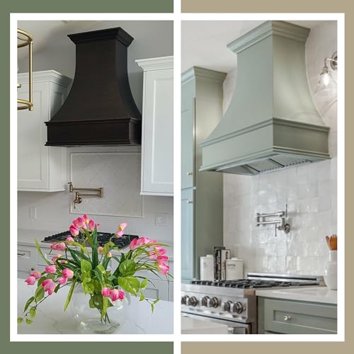 Curved Front Black Range Hood Cover with Decorative Molding P6610