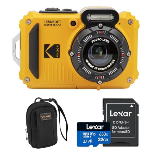 Kodak PIXPRO WPZ2 16MP Full HD Waterproof Rugged Digital Camera, Blue, Bundle with 32GB Memory Card and Camera Bag