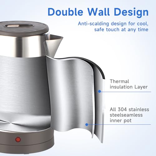 Portable Electric Tea Kettle, 0.8L Stainless Steel M263