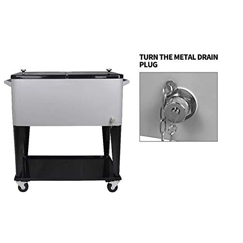 80 Quart Rolling Ice Chest Cooler Cart with Wheels and Handle B142940