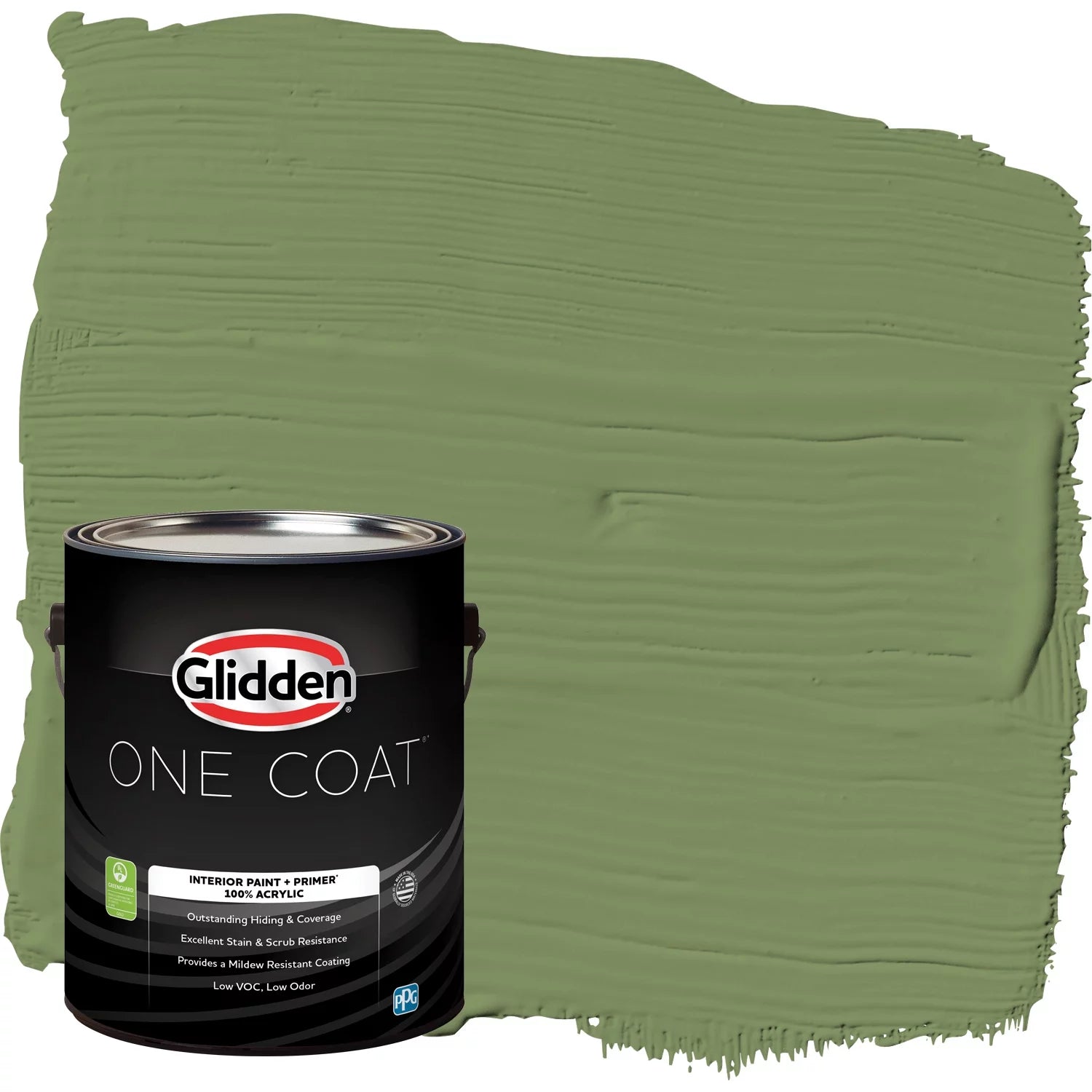 Glidden One Coat Interior Paint + Primer Moss Point Green / Green, Eggshell, 1 Gallon