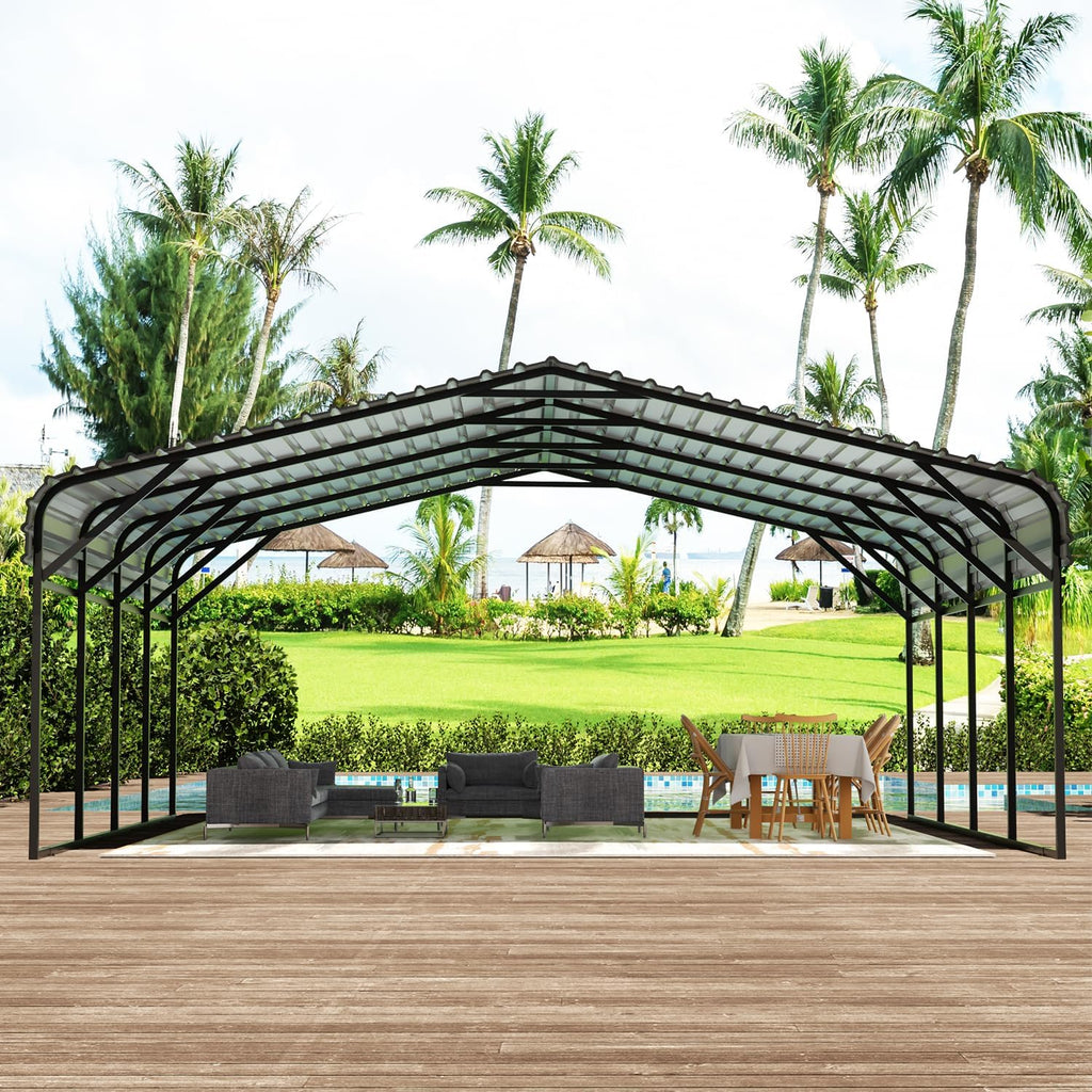 20' x 20' Metal Carport with Galvanized Steel Roof for SUV, Truck and Boats M531